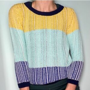 Club Monaco Color block Striped Knit Sweater Rainbow 90s